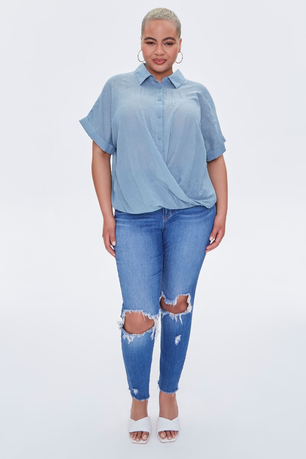 Plus Size Crossover Shirt