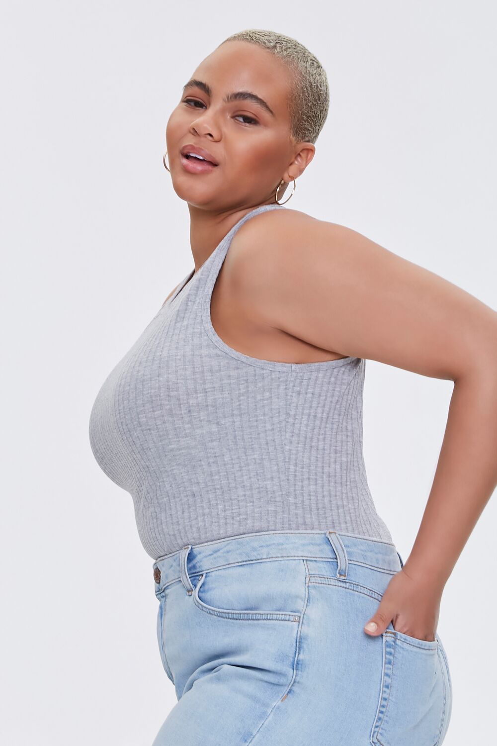 Plus Size Ribbed Tank Bodysuit