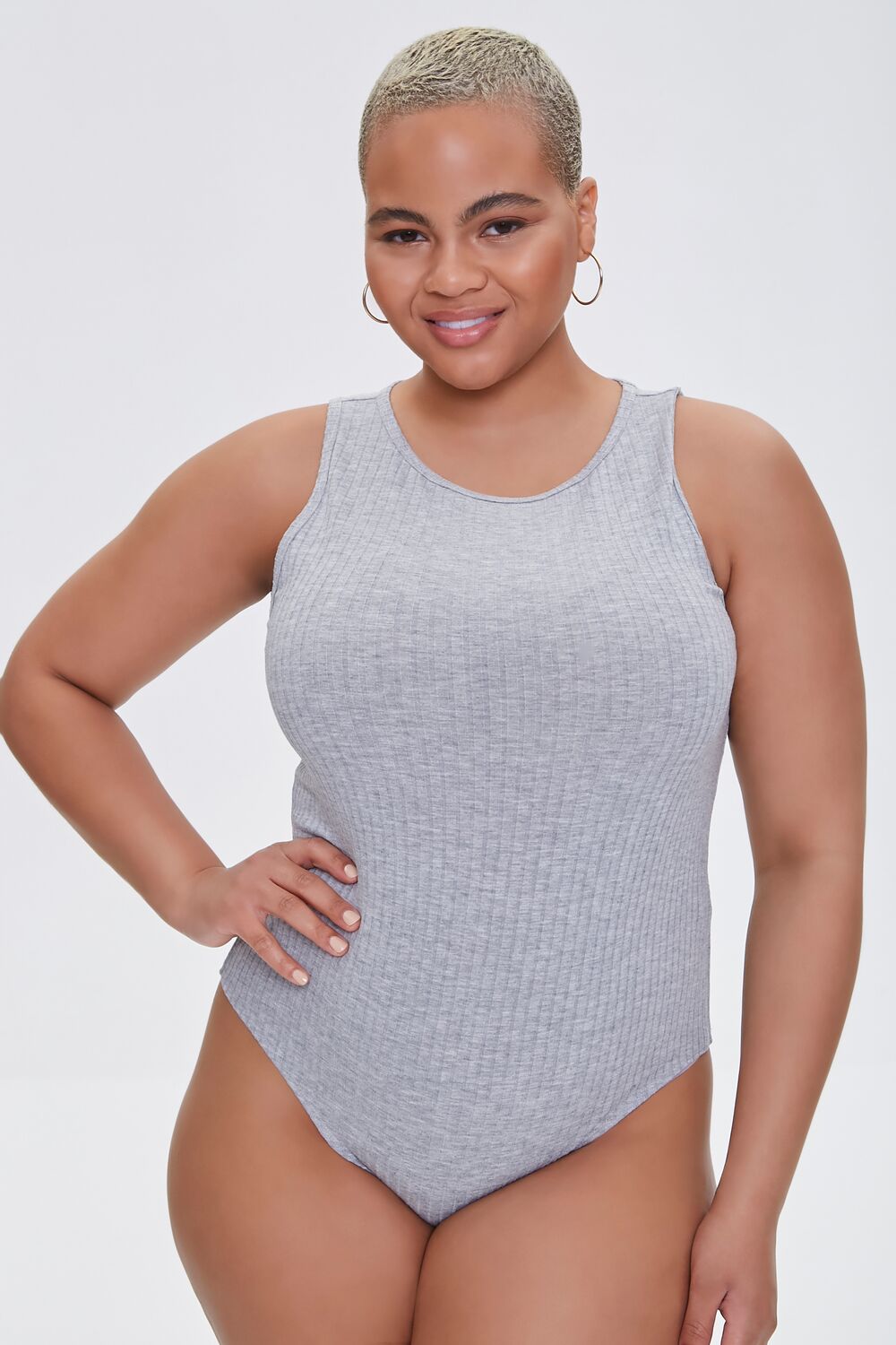 Plus Size Ribbed Tank Bodysuit