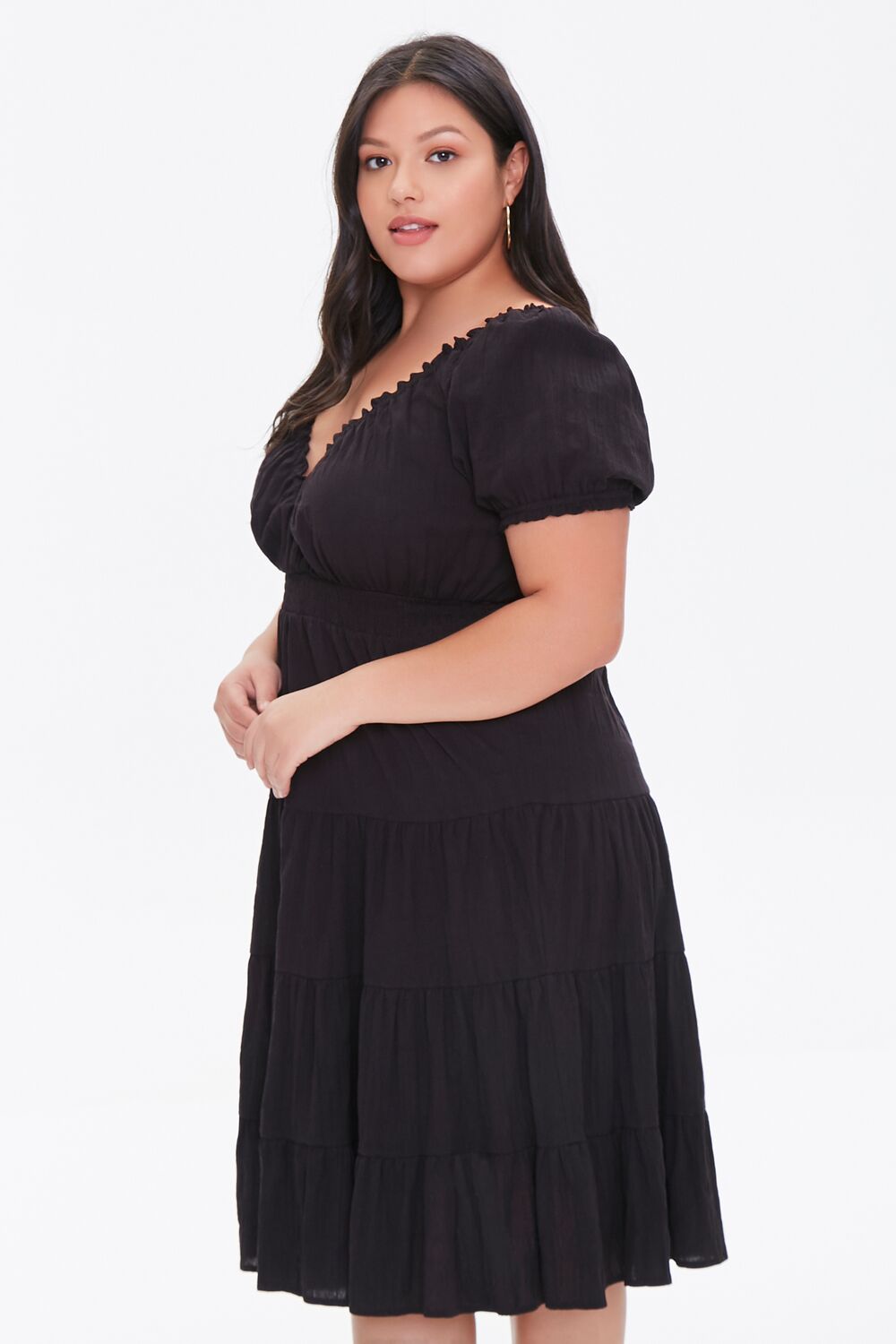 Plus Size Tiered Ruffle-Trim Dress