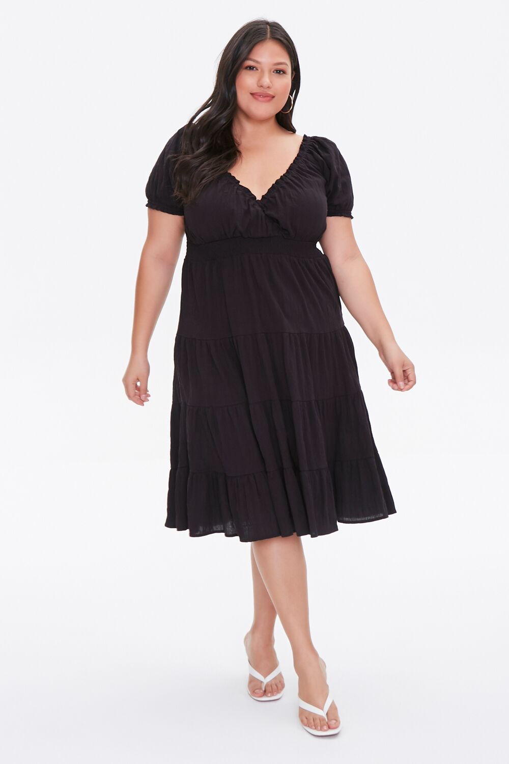 Plus Size Tiered Ruffle-Trim Dress