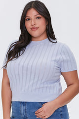 Plus Size Pointelle Sweater-Knit Tee