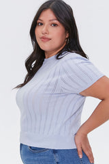 Plus Size Pointelle Sweater-Knit Tee