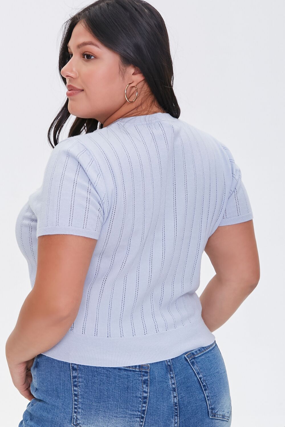 Plus Size Pointelle Sweater-Knit Tee