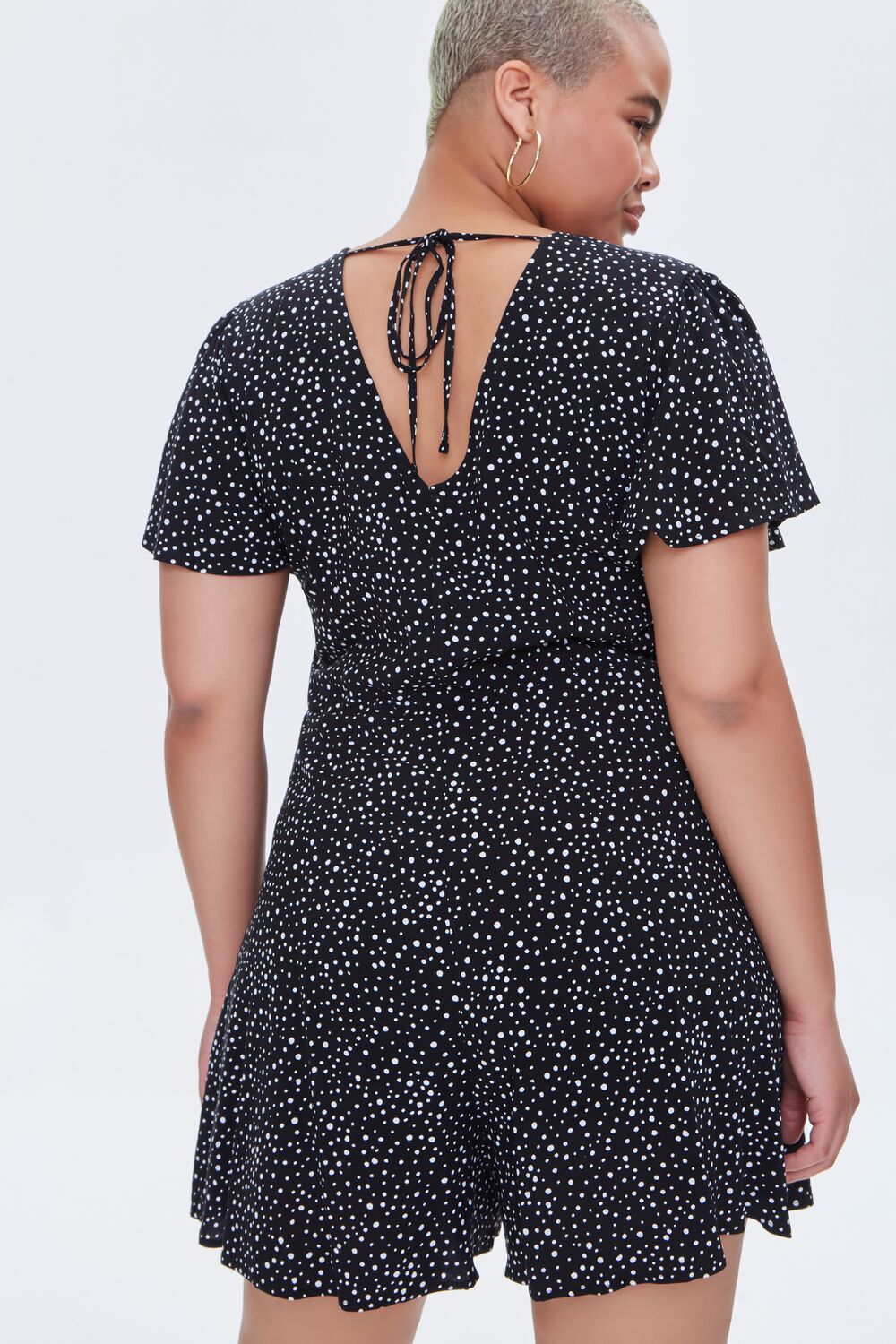 Plus Size Spotted Print Romper