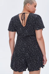 Plus Size Spotted Print Romper