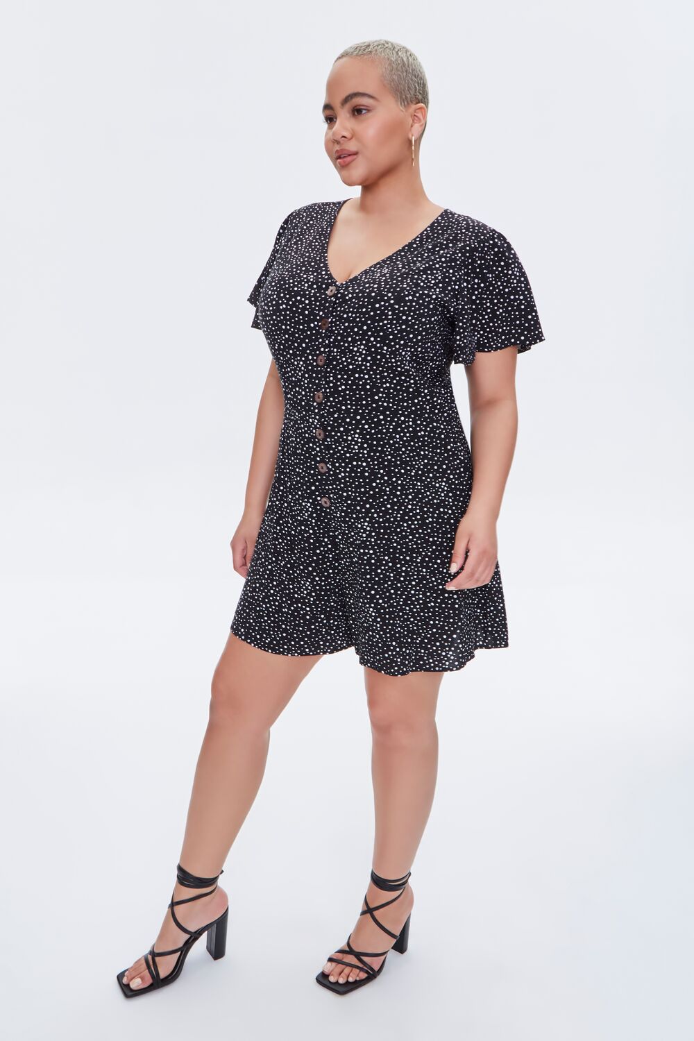 Plus Size Spotted Print Romper