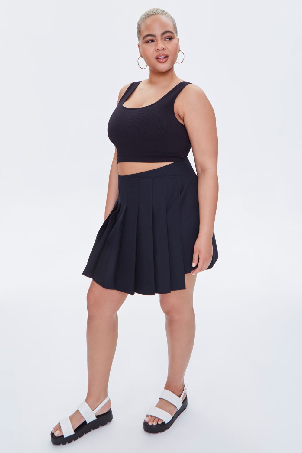 Plus Size Pleat-Front Skort