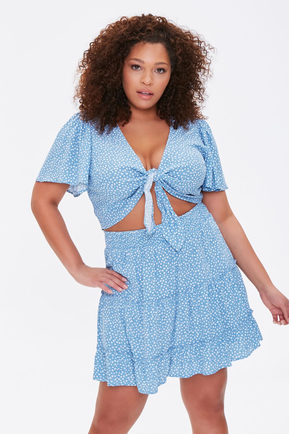 Plus Size Floral Print Mini Skirt