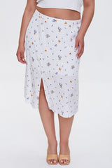 Plus Size Floral Print Skirt