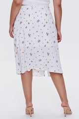 Plus Size Floral Print Skirt