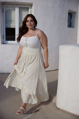 Plus Size Floral M-Slit Skirt