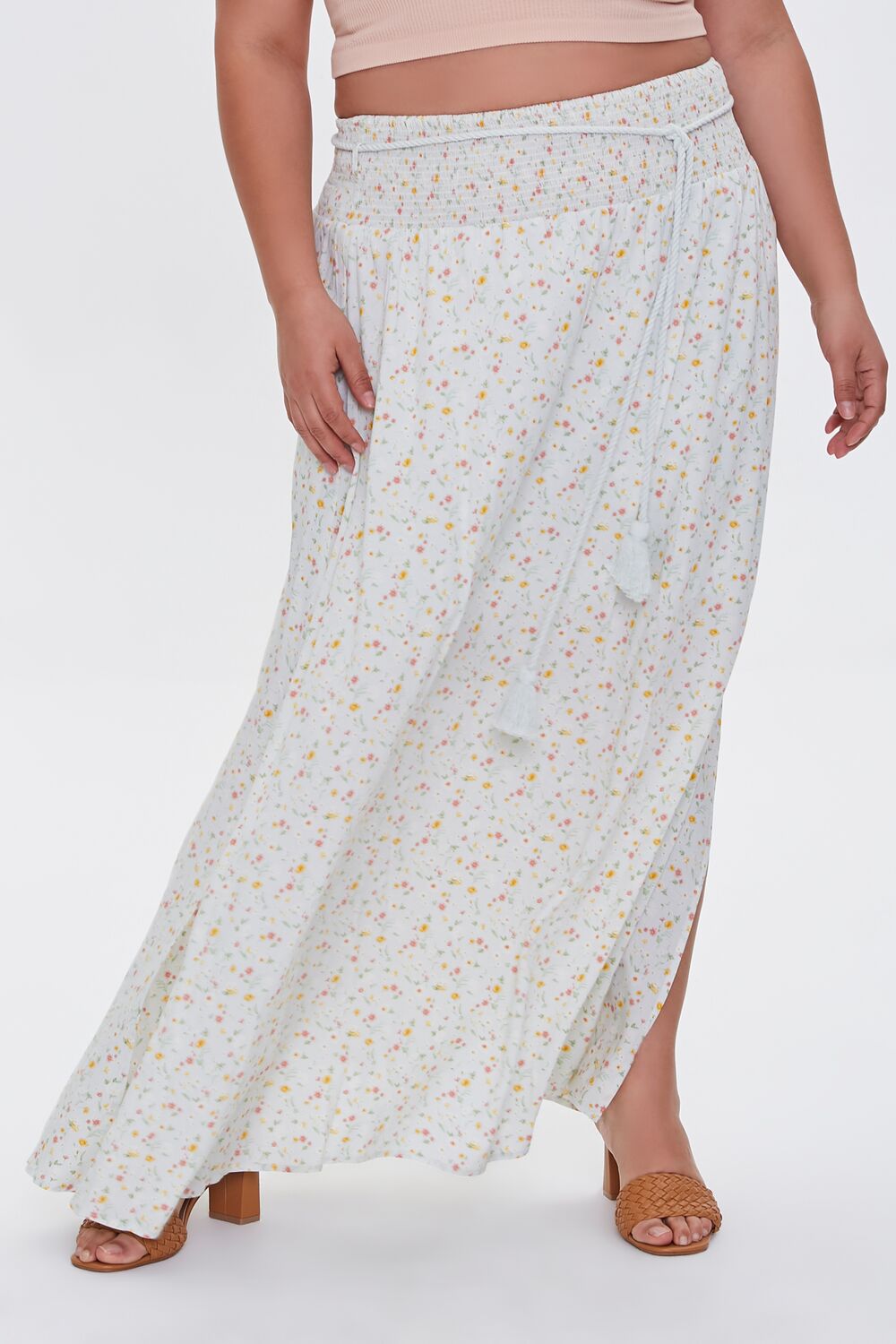 Plus Size Floral M-Slit Skirt