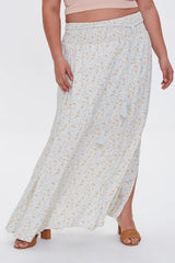 Plus Size Floral M-Slit Skirt