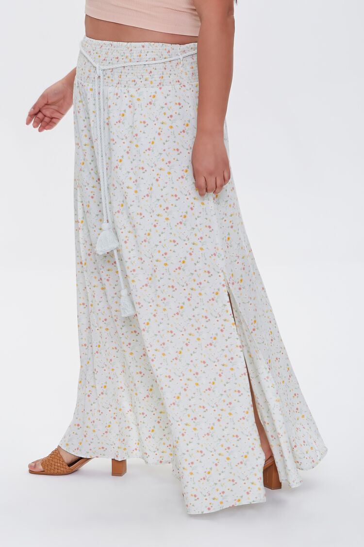 Plus Size Floral M-Slit Skirt