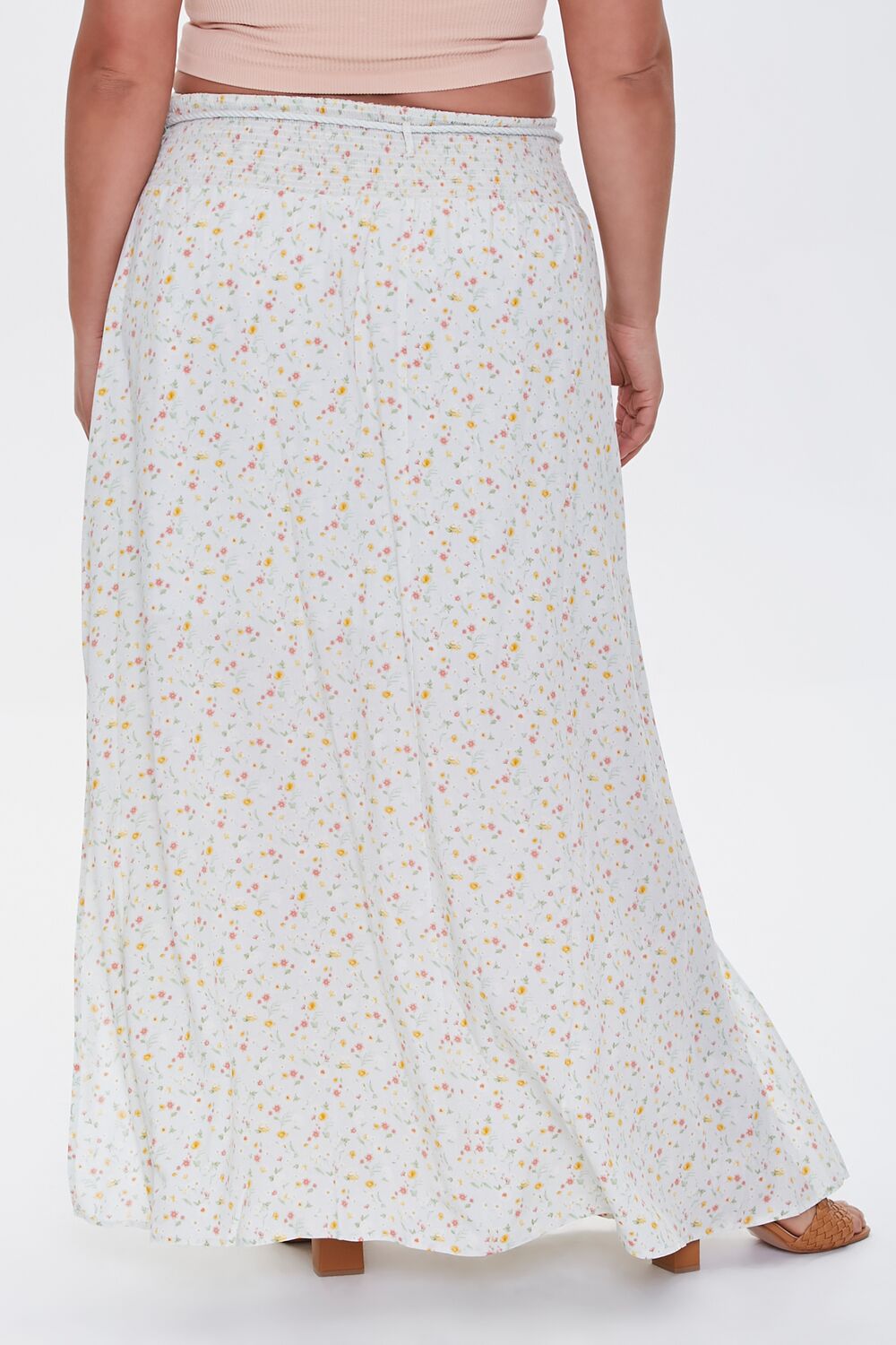 Plus Size Floral M-Slit Skirt