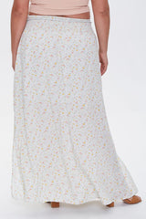 Plus Size Floral M-Slit Skirt
