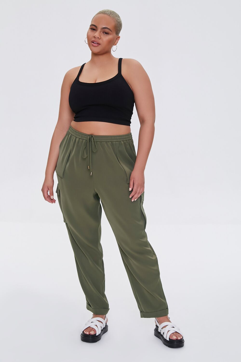Plus Size Drawstring Cargo Pants