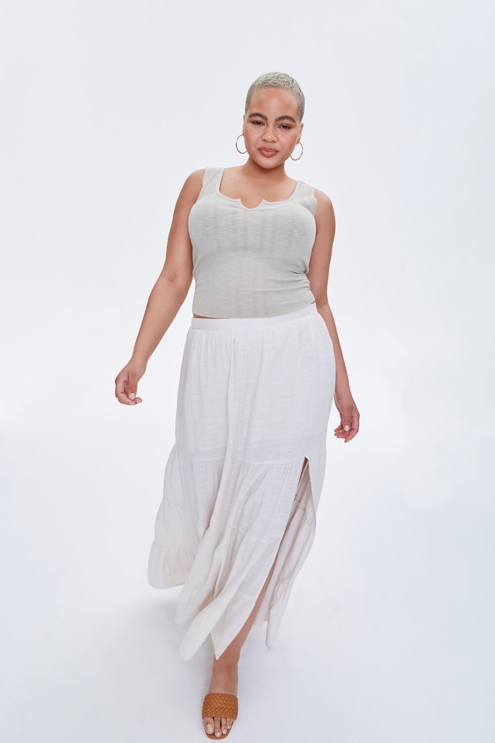 Plus Size Linen Maxi Skirt