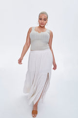 Plus Size Linen Maxi Skirt