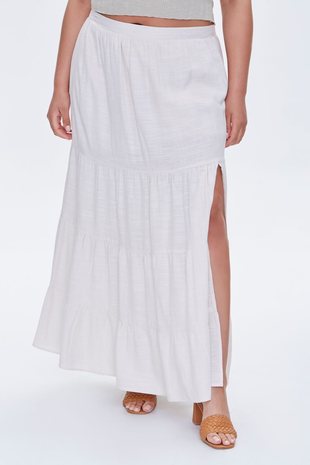 Plus Size Linen Maxi Skirt