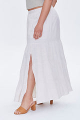 Plus Size Linen Maxi Skirt