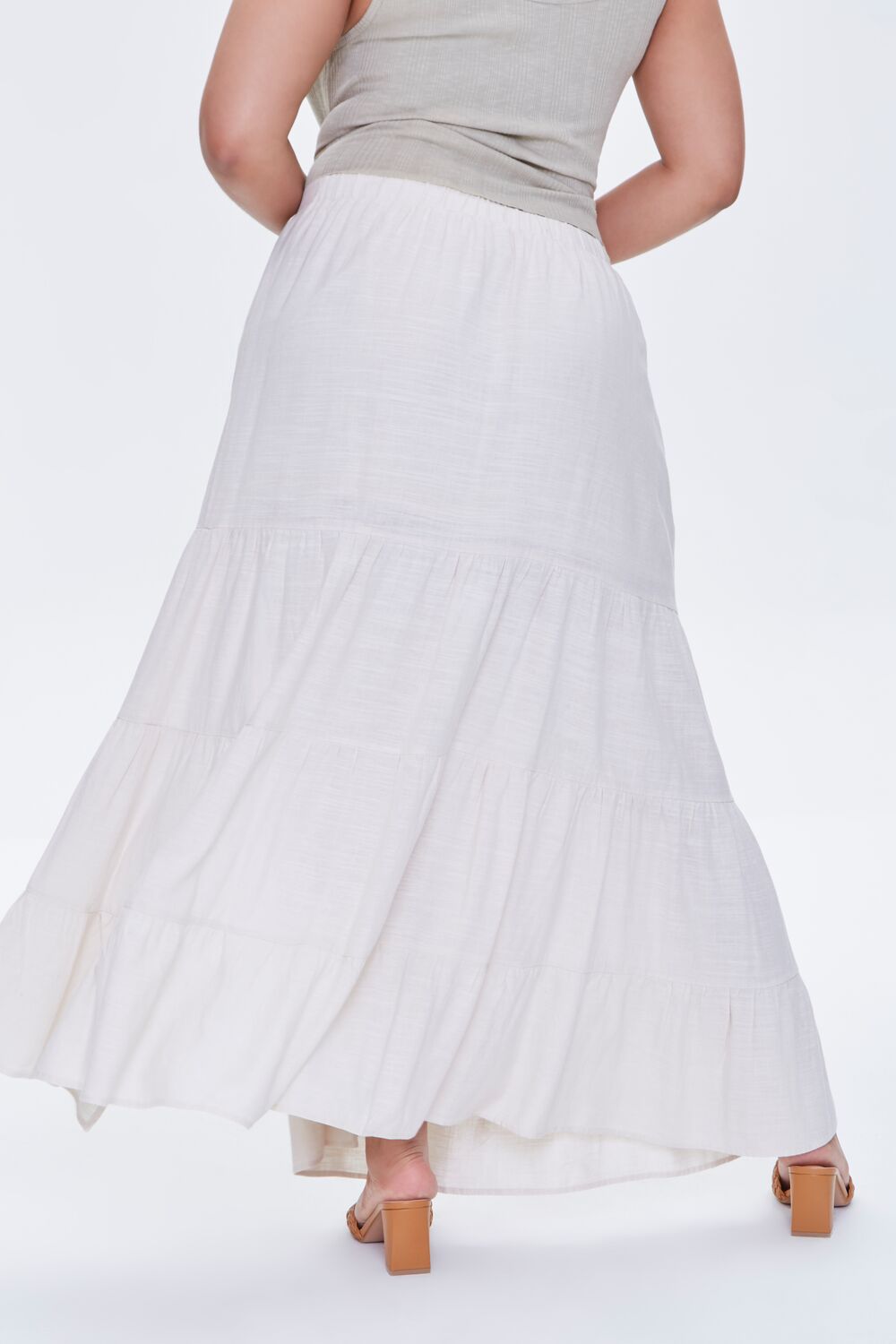 Plus Size Linen Maxi Skirt