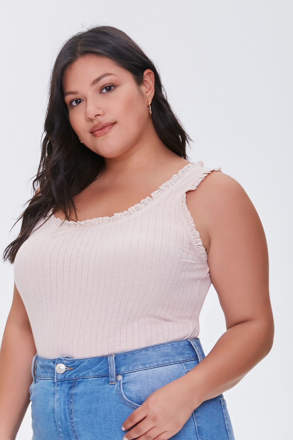 Plus Size Frayed Tank Top