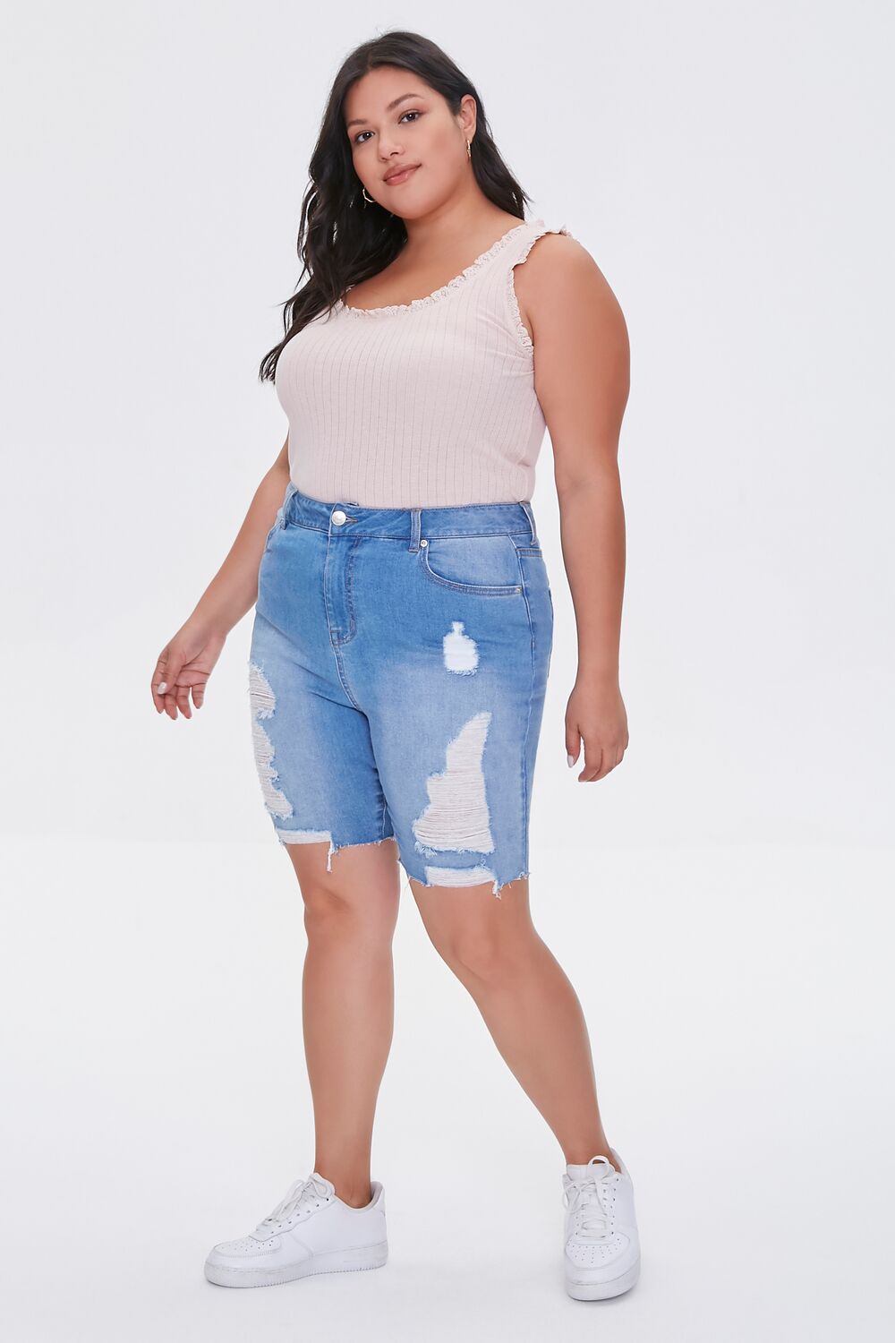 Plus Size Frayed Tank Top