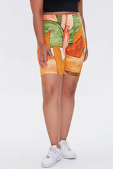 Plus Size Geo Print Biker Shorts