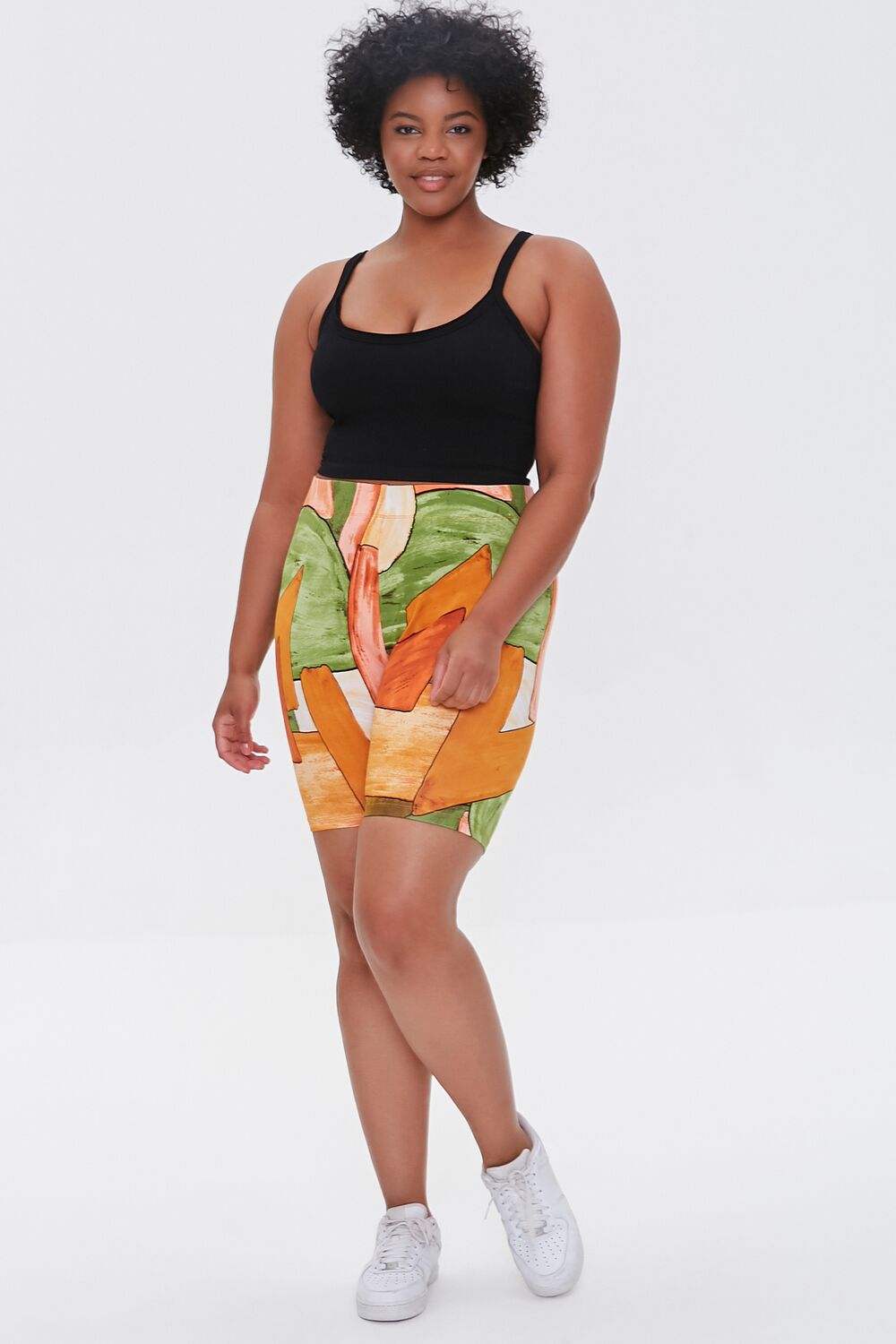 Plus Size Geo Print Biker Shorts