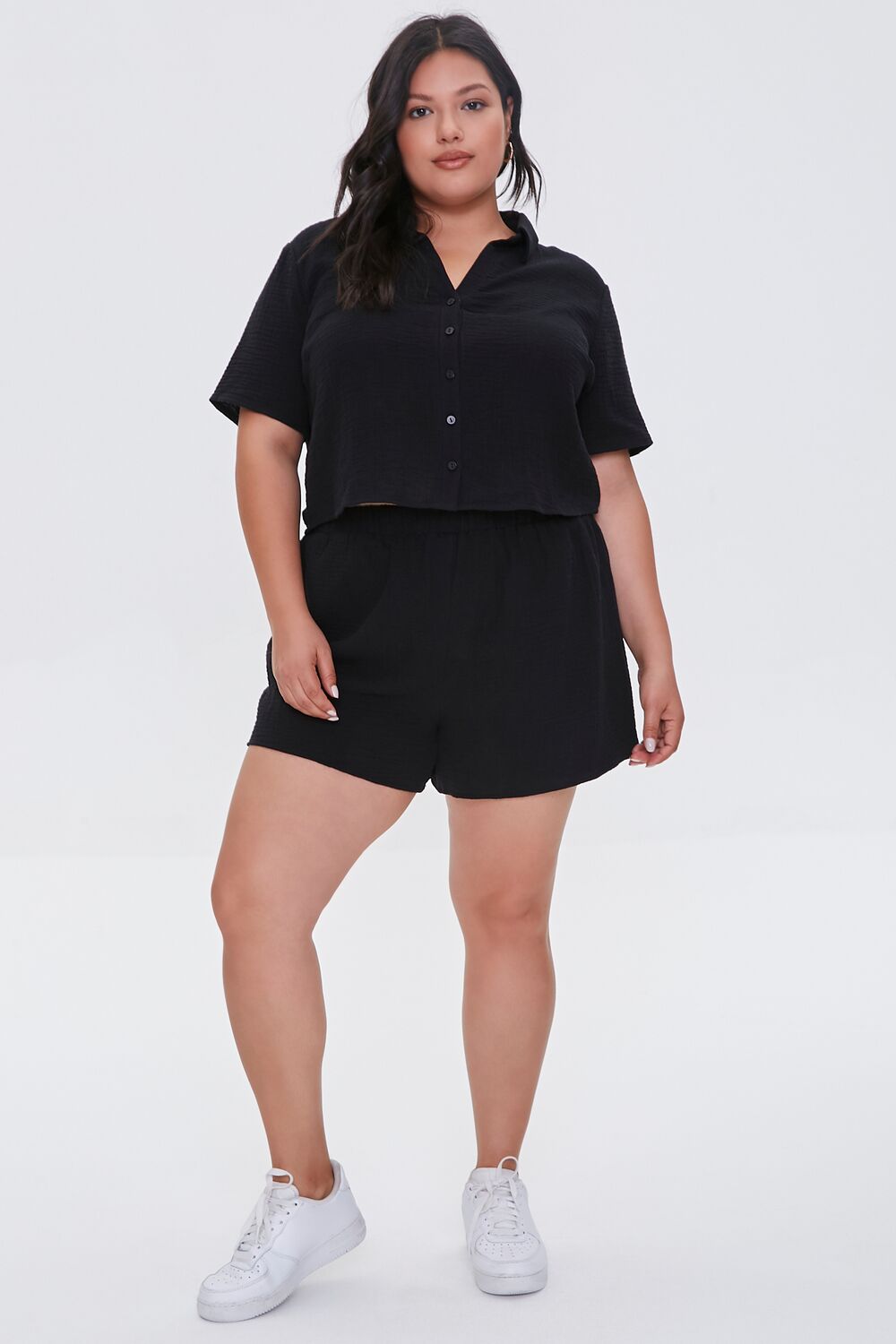 Plus Size Textured Shorts