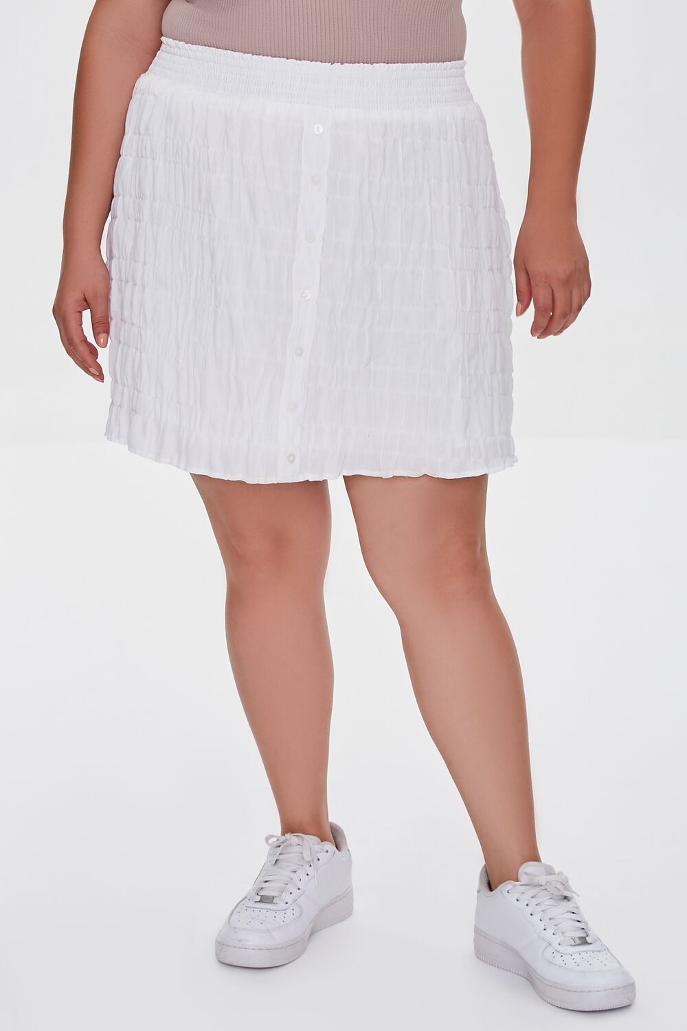 Plus Size Tiered Buttoned Mini Skirt