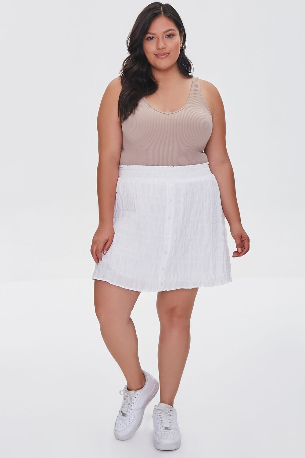 Plus Size Tiered Buttoned Mini Skirt