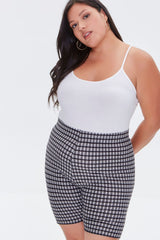 Plus Size Gingham Biker Shorts