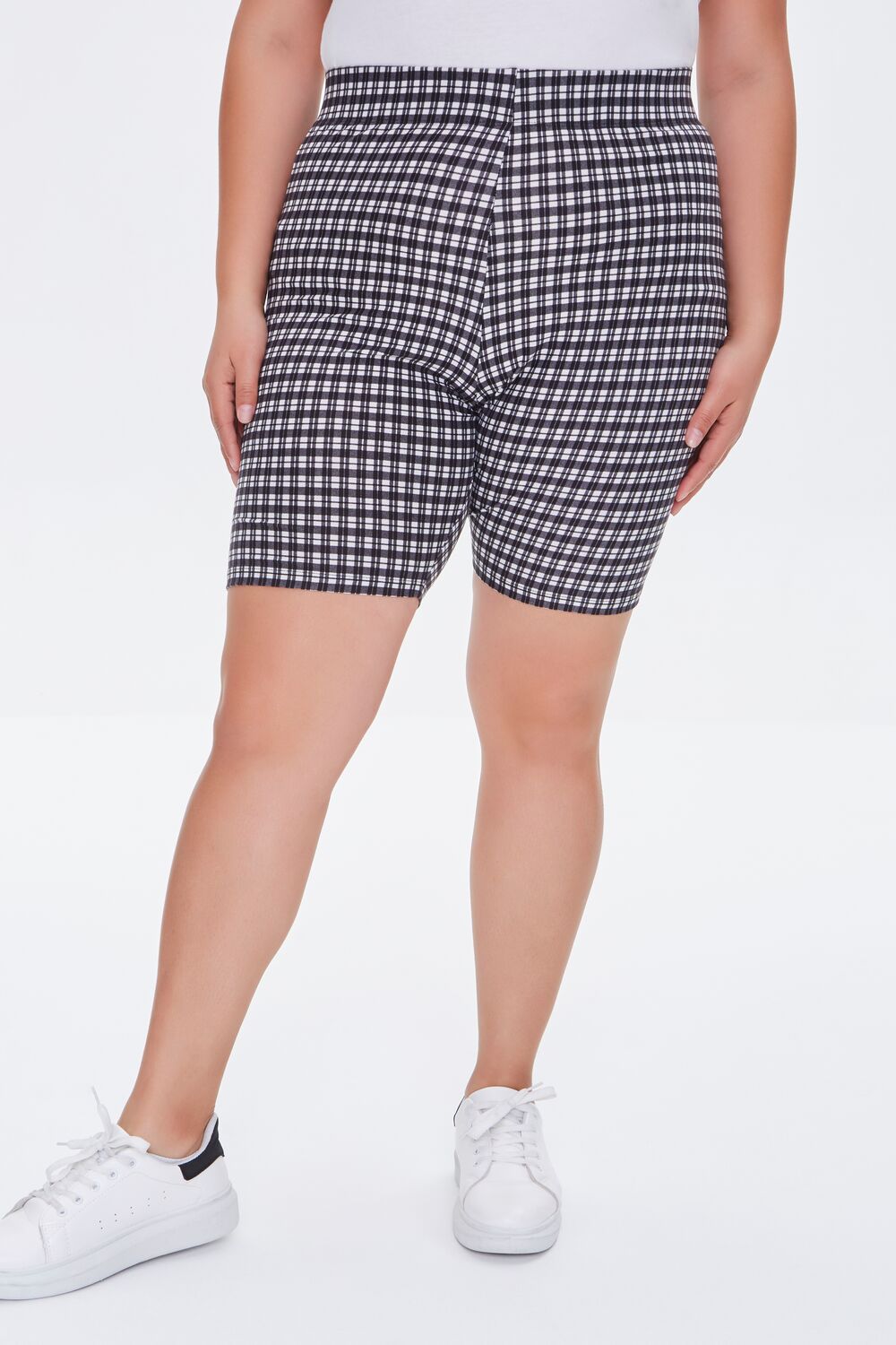 Plus Size Gingham Biker Shorts