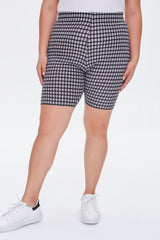 Plus Size Gingham Biker Shorts