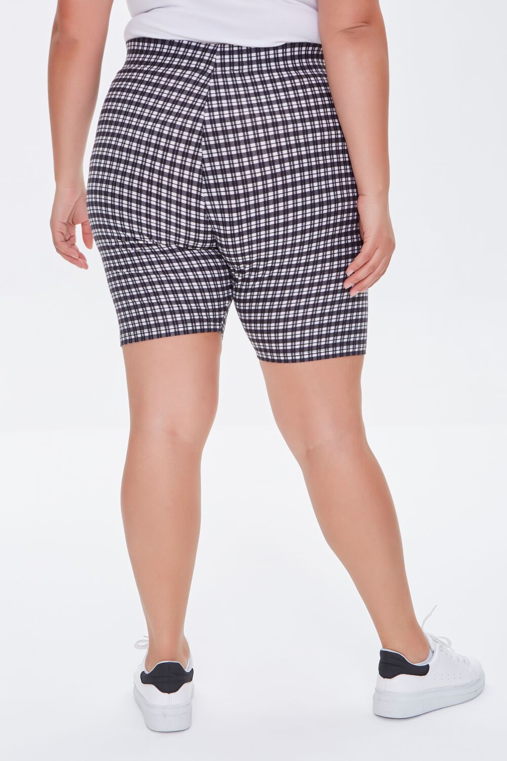 Plus Size Gingham Biker Shorts