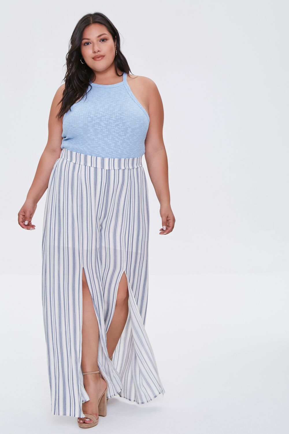 Plus Size Striped Palazzo Pants
