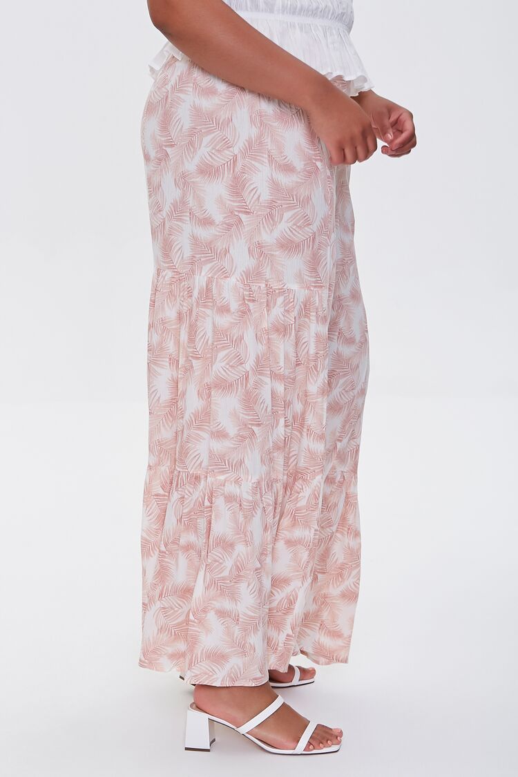 Plus Size Leaf Print Wide-Leg Pants