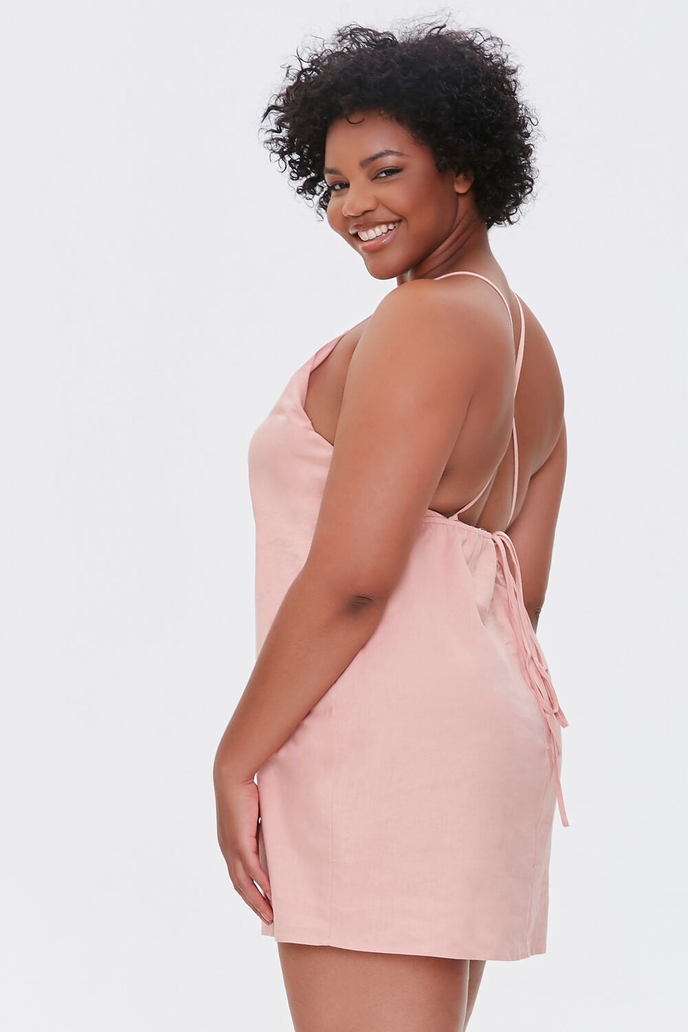 Plus Size Tie-Back Mini Dress