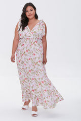 Plus Size Floral Print Midi Dress
