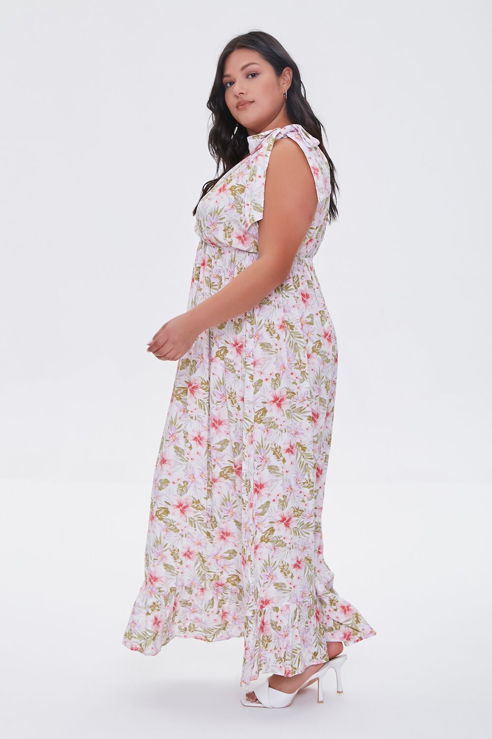 Plus Size Floral Print Midi Dress