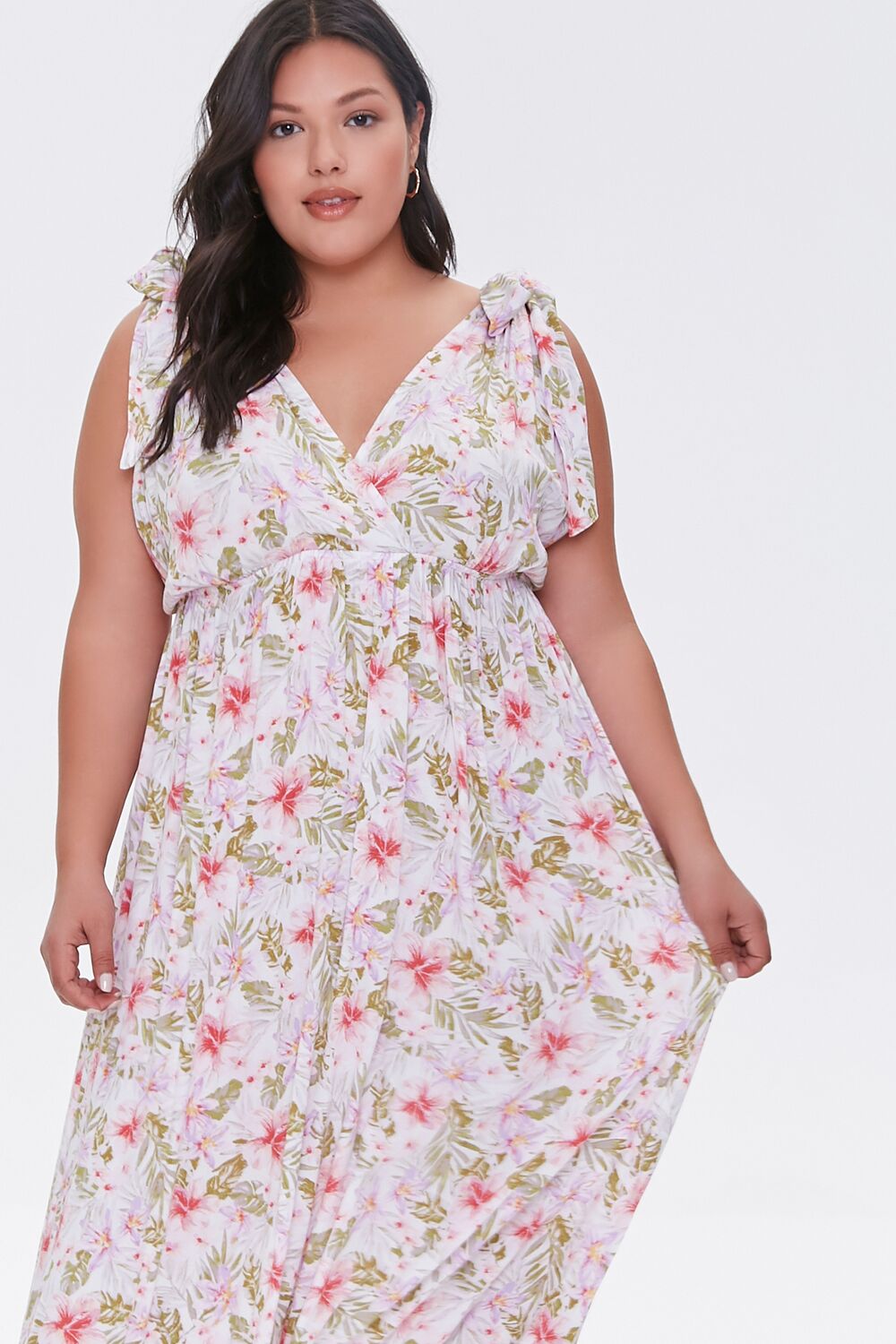 Plus Size Floral Print Midi Dress