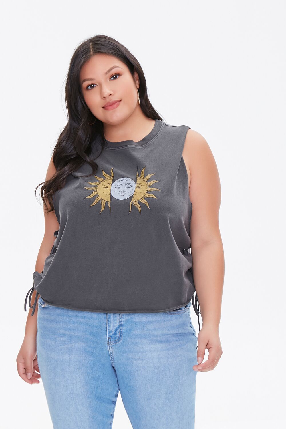 Plus Size Sun & Moon Graphic Muscle Tee