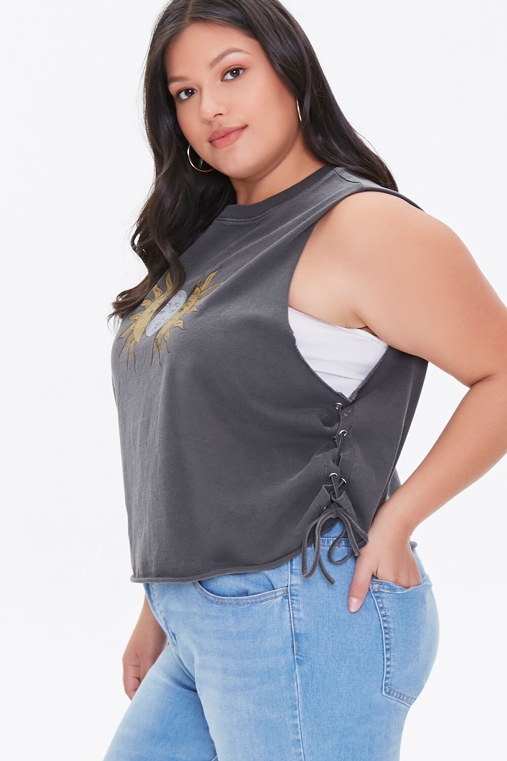 Plus Size Sun & Moon Graphic Muscle Tee