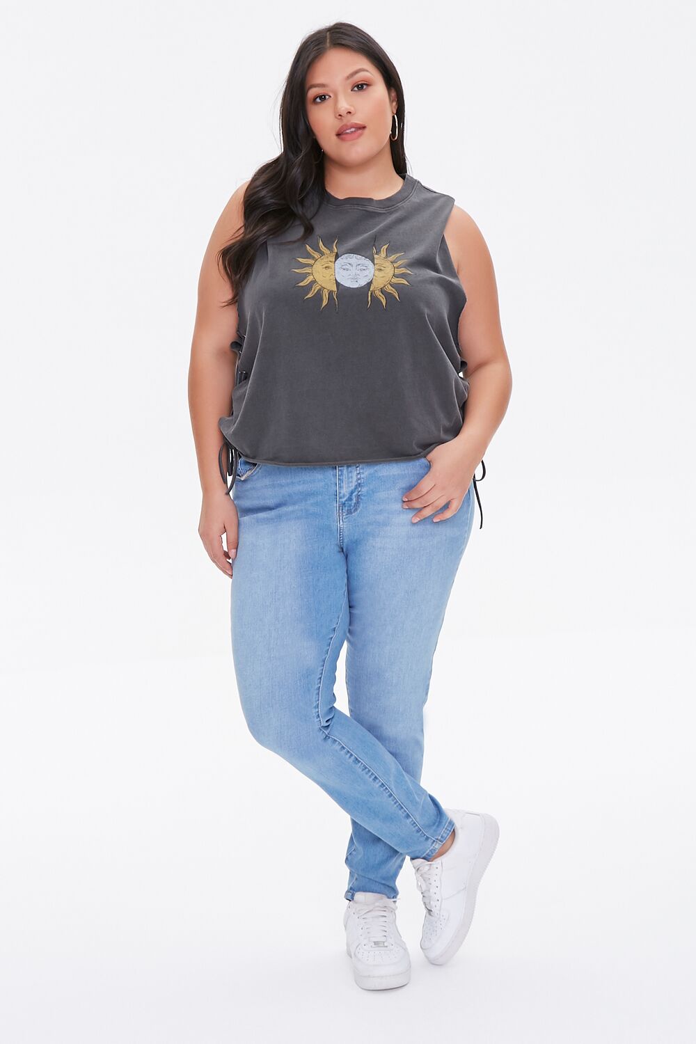Plus Size Sun & Moon Graphic Muscle Tee