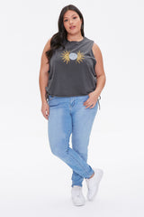 Plus Size Sun & Moon Graphic Muscle Tee