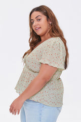 Plus Size Floral Print Top