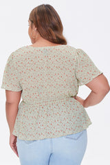 Plus Size Floral Print Top